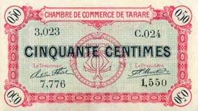 Billet de la Chambre de Commerce de Tarare - 50 centimes - 22 janvier 1916 - série C.024
