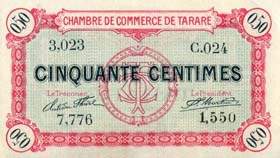 Billet de la Chambre de Commerce de Tarare - 50 centimes - 22 janvier 1916 - s�rie C.024