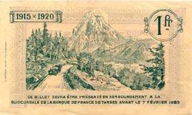 Billet de la Chambre de Commerce de Tarbes - 1 franc - d�lib�ration du 7 f�vrier 1915 - num�ro 279476