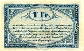 Billet de l'Union des Chambres de Commerce du Tarn (Albi - Castres - Mazamet) - 1 franc - d�lib�rations du 22 d�cembre 1917 - sp�cimen annul�