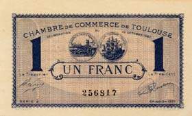 Billet de la Chambre de Commerce de Toulouse - 1 franc - délibération du 13 octobre 1920