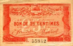 Billet de la Chambre de Commerce du Tr�port - 25 centimes - onzi�me �mission