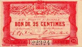 Billet de la Chambre de Commerce du Tr�port - 25 centimes - �mission de remplacement