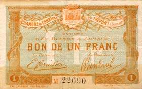 Billet de la Chambre de Commerce du Tr�port - 1 franc - 12�me �mission