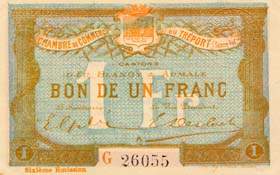 Billet de la Chambre de Commerce du Tr�port - 1 franc - sixi�me �mission