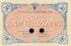Billet de la Chambre de Commerce de Villefranche-sur-Sa�ne - 50 centimes - �mission du 2 d�cembre 1915 - sp�cimen annul�