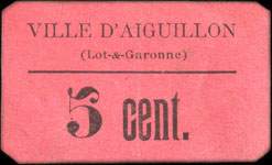 Bon de n�cessit� de la Ville d'Aiguillon - 5 centimes - face