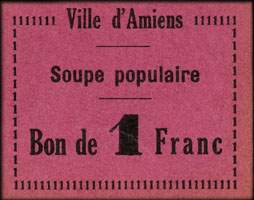 Ville d'Amiens - Soupe populaire - Bon de 1 franc