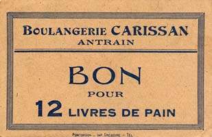 Antrain - Boulangerie Carissan - Bon pour 12 livres de pain