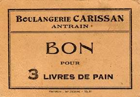 Antrain - Boulangerie Carissan - Bon pour 3 livres de pain