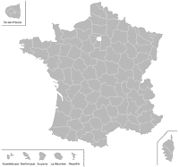 Emplacement des départements français en petit format