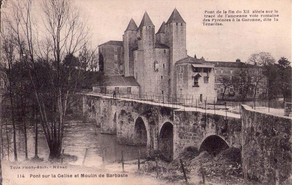 Barbaste (Lot-et-Garonne - 47) - Pont sur la Gelise et Moulin de Barbaste