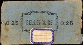 Bon de n�cessit� - Commune de Bellenglise - Bon de guerre de 25 centimes - dos