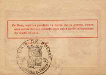 Bon de n�cessit� - Caisse Communale de Change - Ville de Bolbec - 5 centimes 1917 - D�lib�ration du 4 Ao�t 1914 - dos