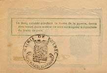 Bon de nécessité - Caisse Communale de Change - Ville de Bolbec - 1 franc 1917 - Délibération du 4 Août 1914 - dos