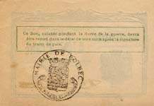Bon de n�cessit� - Caisse Communale de Change - Ville de Bolbec - 1 franc 1917 - D�lib�ration du 4 Ao�t 1914 - dos