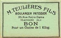 Bon de nécessité - Bordeaux - M.Teulières Fils - Bon pour une choine de 1 kg