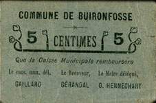 Bon de nécessité - Buironfosse - Commune de Buironfosse - 5 centimes - face