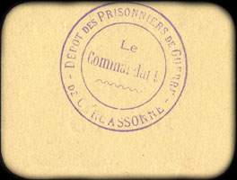 Bon de nécessité de Carcassonne - Dépôt des Prisonniers de Guerre de Carcassonne - Bon de Cantine 0,05 franc - dos