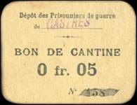 Bon de n�cessit� du D�p�t de Prisonniers de Guerre de Castres - Bon de cantine de 5 centimes