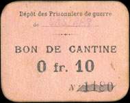 Bon de n�cessit� du D�p�t de Prisonniers de Guerre de Castres - Bon de cantine de 10 centimes