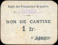 Bon de n�cessit� du D�p�t de Prisonniers de Guerre de Castres - Bon de cantine de 1 franc
