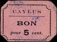 Bon de n�cessit� Caylus - Coins coup�s - carton rose - 5 centimes - face