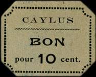 Bon de n�cessit� Caylus - Coins coup�s - carton gris - 10 centimes - face