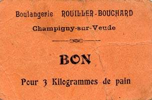 Bon de nécessité de Champigny-sur-Veude - Boulangerie Rouiller-Bouchard - 3 kg de pain - orange