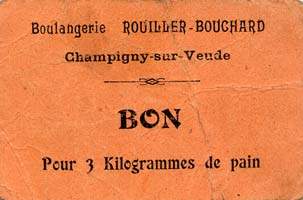 Bon de n�cessit� de Champigny-sur-Veude - Boulangerie Rouiller-Bouchard - 3 kg de pain - orange