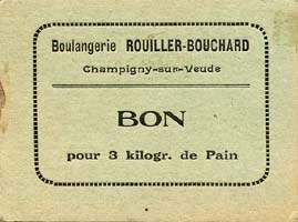 Bon de nécessité de Champigny-sur-Veude - Boulangerie Rouiller-Bouchard - 3 kg de pain - vert