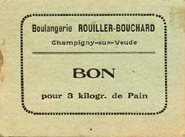 Bon de n�cessit� de Champigny-sur-Veude - Boulangerie Rouiller-Bouchard - 3 kg de pain - vert