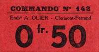 Bon de 50 centimes - Commando 142 - Etabts A.Olier - Clermont-Ferrand - face