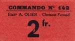 Bon de 2 francs - Commando 142 - Etabts A.Olier - Clermont-Ferrand - face
