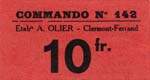 Bon de 10 francs - Commando 142 - Etabts A.Olier - Clermont-Ferrand - face