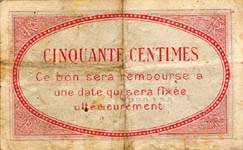 Bon de 50 centimes - num�ro 054,988 - Ville de Clichy - dos
