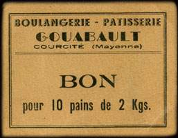 Bon pour 10 pains de 2 kgs - Boulangerie Gouabault - Courcité (Mayenne - 53) - face