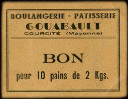 Bon pour 10 pains de 2 kgs - Boulangerie Gouabault - Courcit� (Mayenne - 53) - face