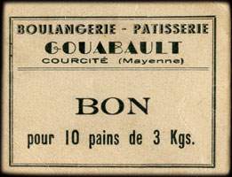 Bon pour 10 pains de 3 kgs - Boulangerie Gouabault - Courcité (Mayenne - 53) - face