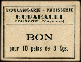 Bon pour 10 pains de 3 kgs - Boulangerie Gouabault - Courcit� (Mayenne - 53) - face