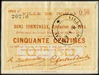 Bon de 50 centimes - série A.3. de la Ville de Douai - Bons communaux, Emission de 1914 - face