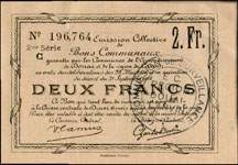 Bon de 2 francs - 2�me - num�ro 196,764 de Douai et r�gion de Carvin - Emission Collective - face
