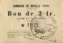 Bon de 2 francs - Commune de Douilly - 2 octobre 1915 - face