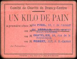 Bon pour Un kilo de pain - Comit� de Charit� de Drancy-Centre - Drancy (Seine-Saint-Denis - 93) - face