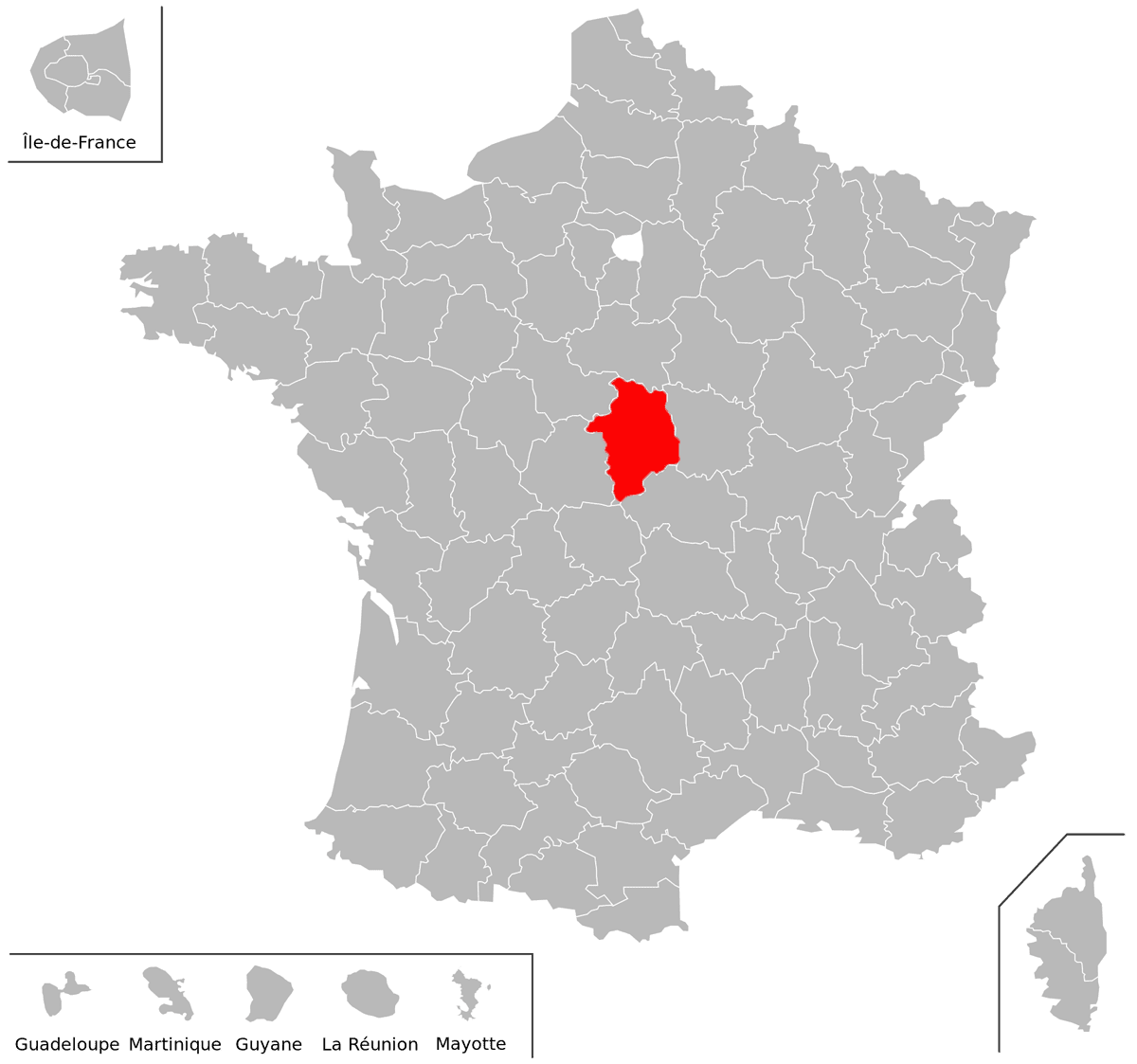 Emplacement du d�partement du Cher (18) en grand format