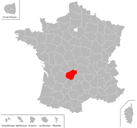 Emplacement du d�partement de Corr�ze (19) en petit format