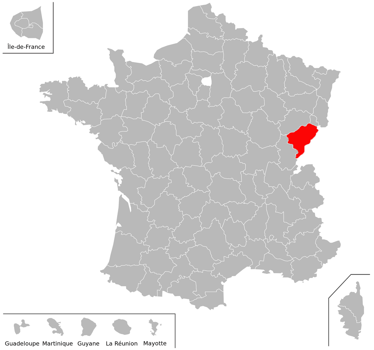 Emplacement du département du Doubs (25) en grand format