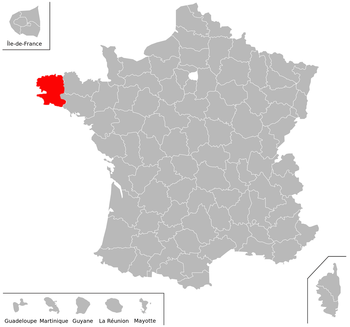 Emplacement du d�partement du Finist�re (29) en grand format