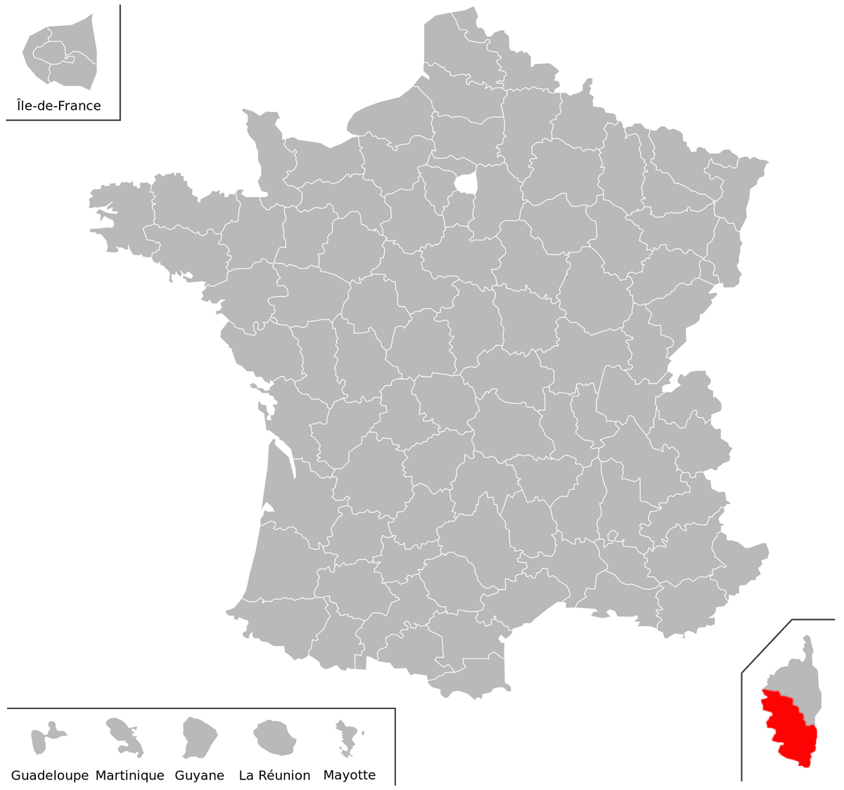 Emplacement du département de Corse-du-Sud (2A) en grand format