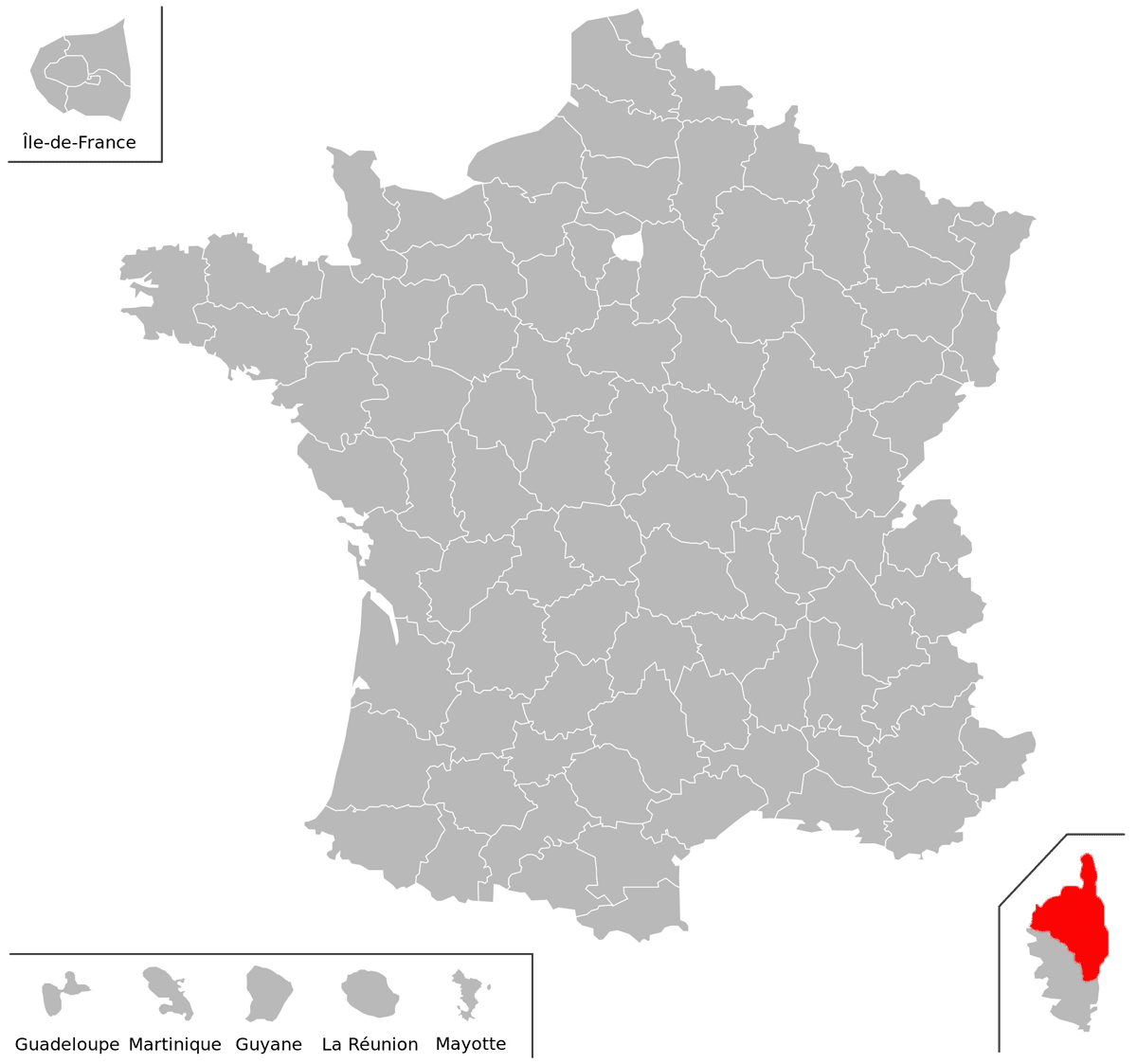 Emplacement du d�partement de Haute-Corse (2B) en grand format